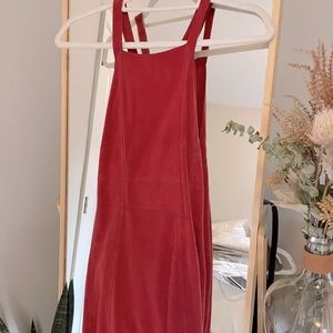 free people red suede apron dress - with pockets!